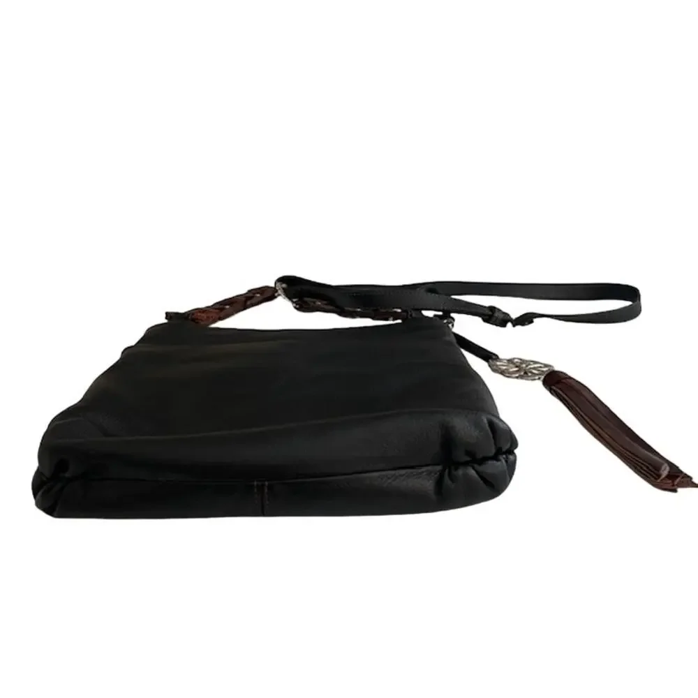 Brighton women's koda black & brown soft leather crossbody. - Picture 10 of 16